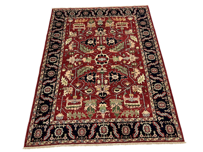 Turkmen weave Afghan, 19th.c Heriz design  235x181 cm | Rug# 27300