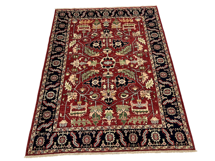Turkmen weave Afghan, 19th.c Heriz design  235x181 cm | Rug# 27300