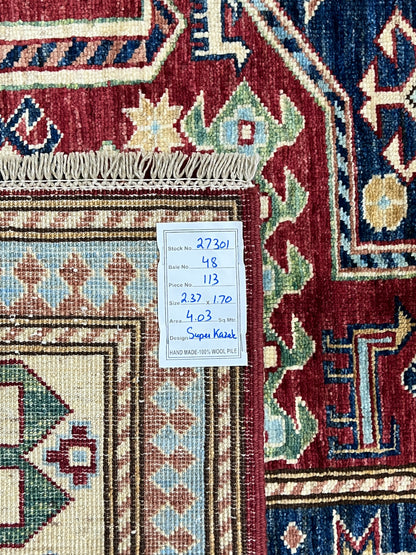 Chechen weave Afghan, 19th.c Kazak design 237x170 cm | Rug# 27301