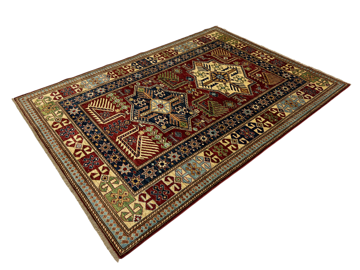 Chechen weave Afghan, 19th.c Kazak design 237x170 cm | Rug# 27301