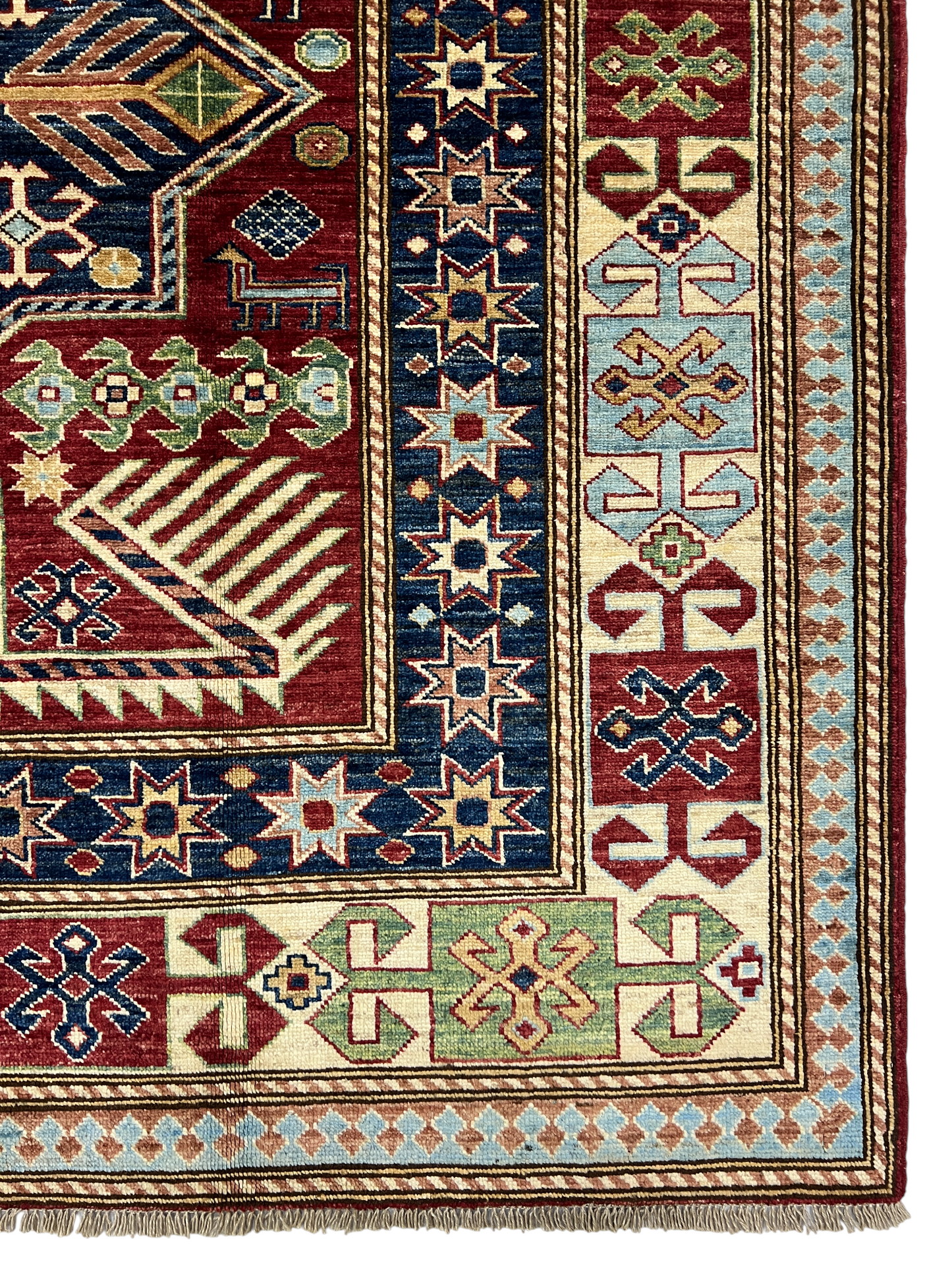 Chechen weave Afghan, 19th.c Kazak design 237x170 cm | Rug# 27301