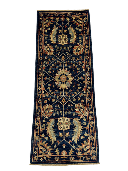Hand knotted Afghan Turkmen weave bedside runner 152×58 cm | Rug# 27310