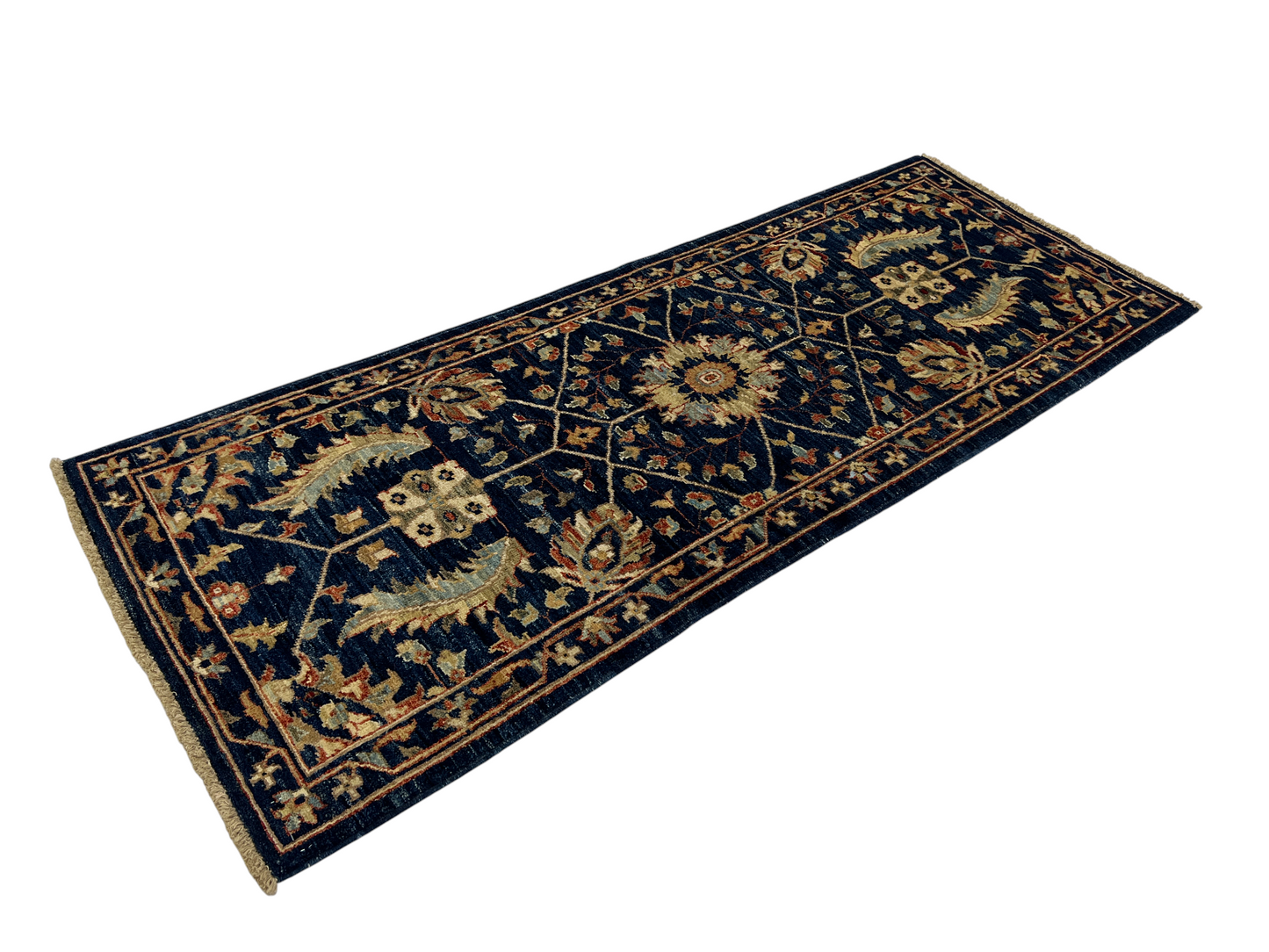 Hand knotted Afghan Turkmen weave bedside runner 152×58 cm | Rug# 27310