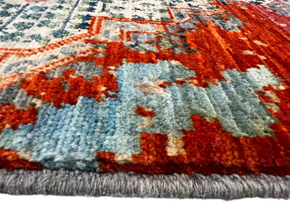 Turkmen weave Afghan, Transitional Mamluk design 209x153 cm | Rug# 27315