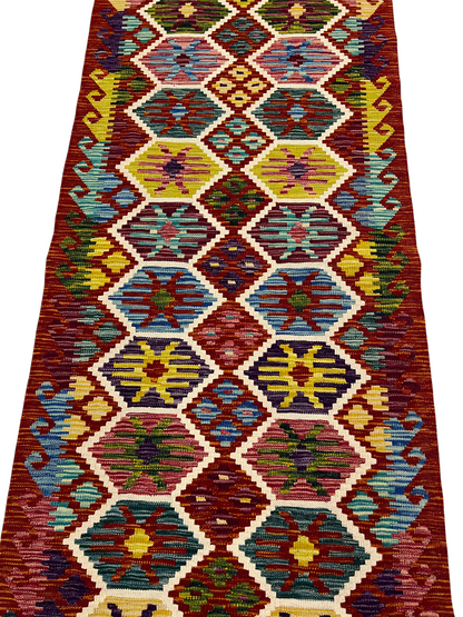 Afghan Maimaneh flatweave Kilim 581x84 cm | Rug# 27318