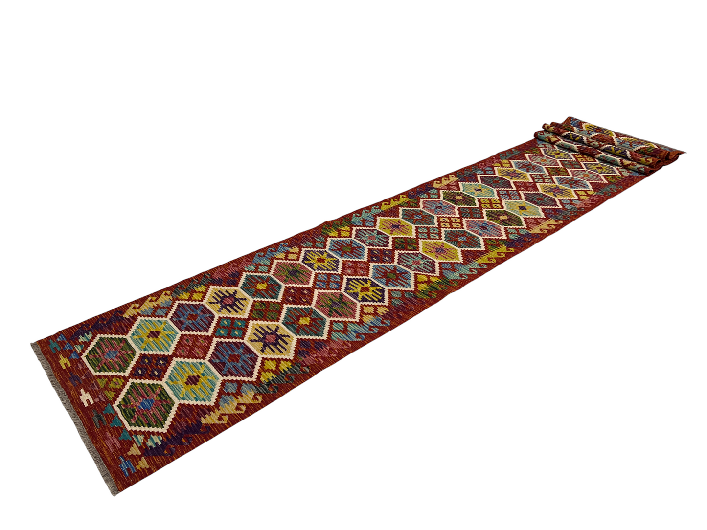 Afghan Maimaneh flatweave Kilim 581x84 cm | Rug# 27318