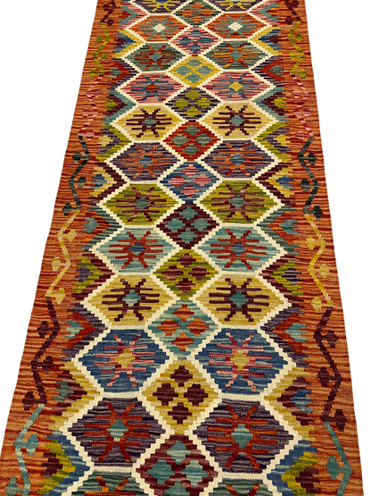 Afghan Maimaneh flatweave Kilim 489x83 cm |  Rug# 27321