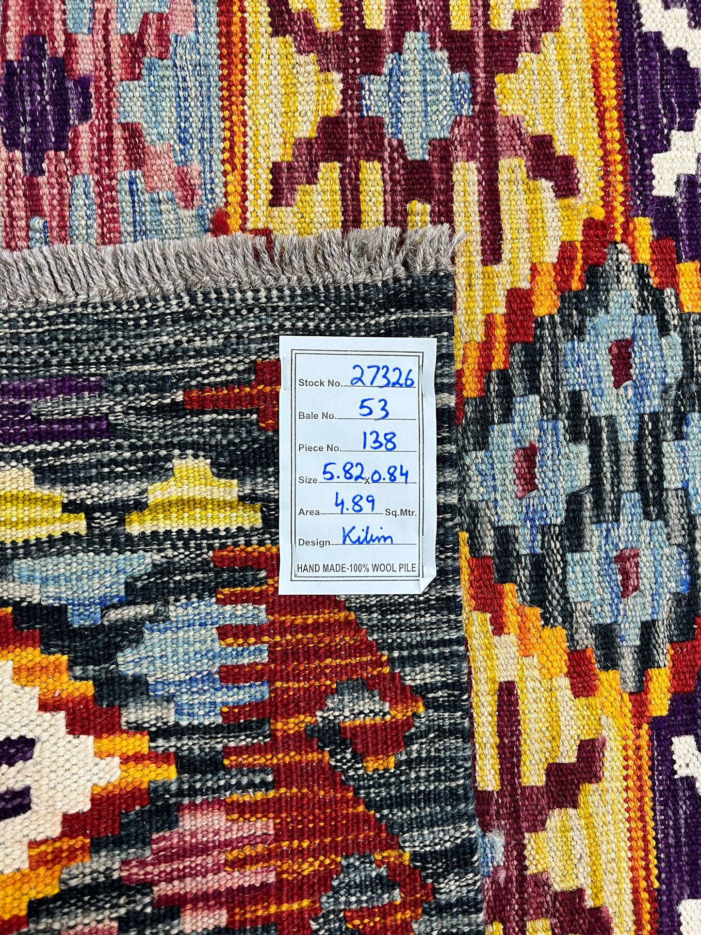 Afghan Maimaneh Vegetable Dye flatweave Kilim  582x84 cm | Rug# 27326