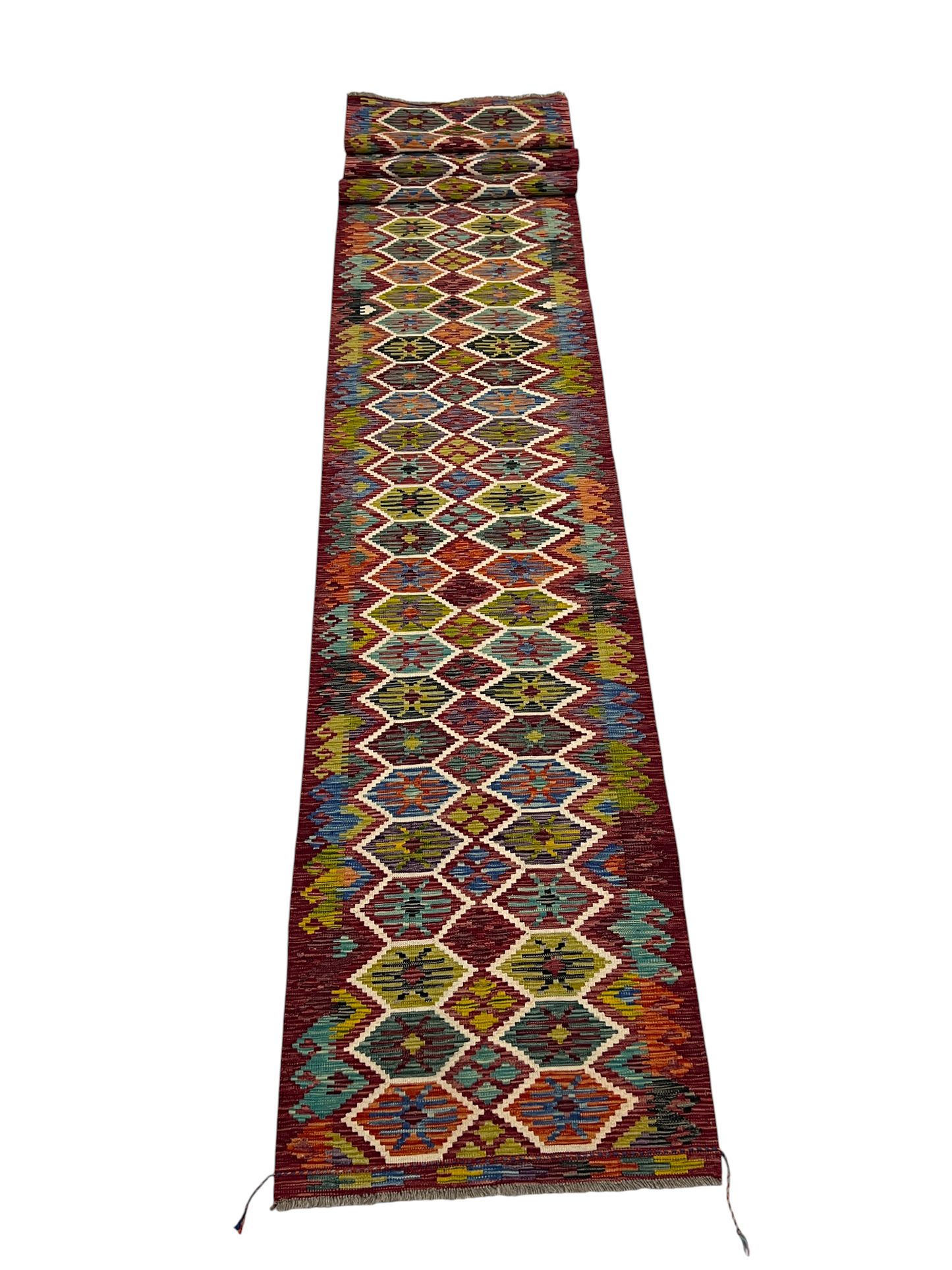 Afghan Maimaneh flatweave Kilim 586x85 cm | Rug# 27327