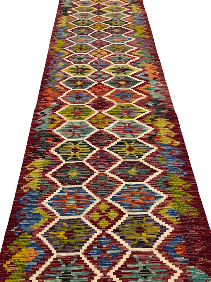 Afghan Maimaneh flatweave Kilim 586x85 cm | Rug# 27327