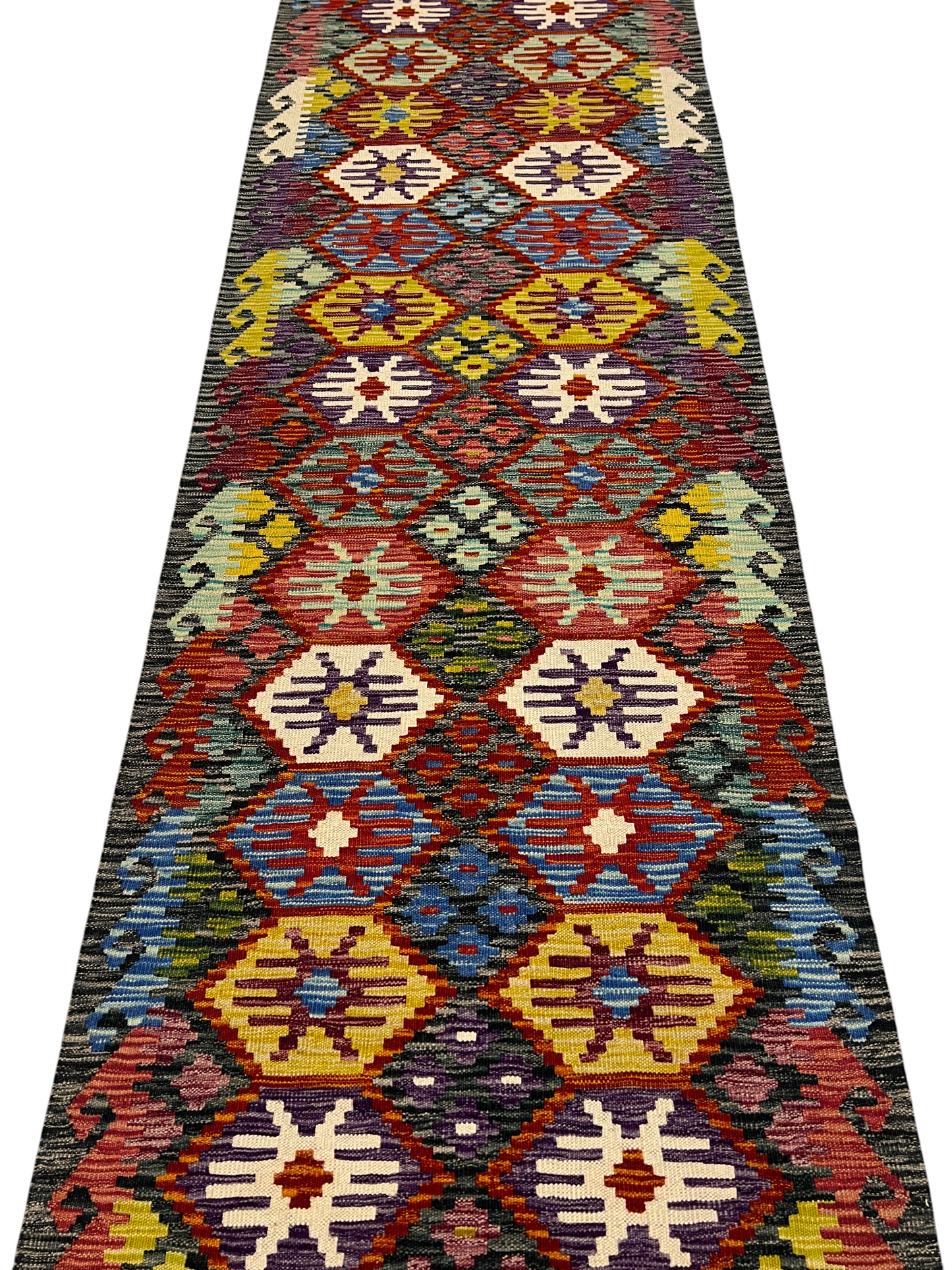 Afghan Maimaneh flatweave Kilim runner 584x84 cm | Rug# 27328