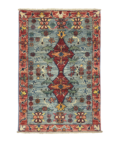 Turkmen-weave sampler rug, wool pile, HSW, Afghan 90x59cm | Rug# 27391