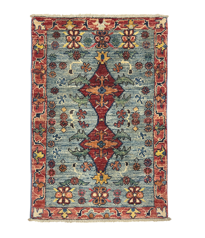 Turkmen-weave sampler rug, wool pile, HSW, Afghan 90x59cm | Rug# 27391
