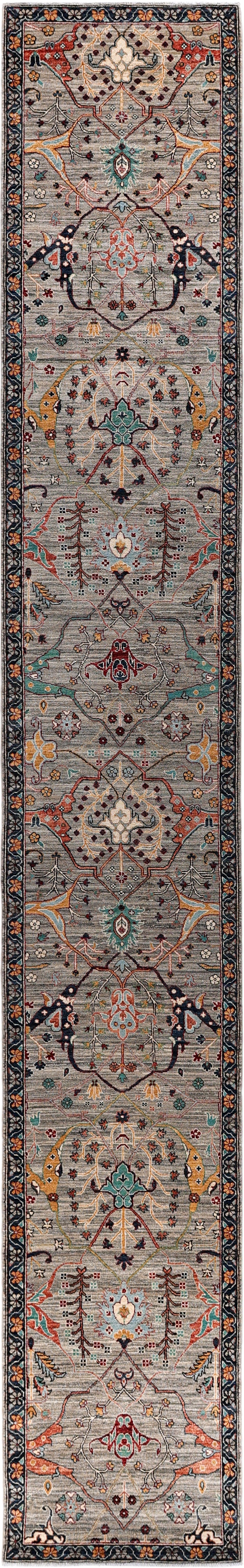 Turkmen weave Afghan, 17th Bijar design 574x85 cm | Rug# 27409