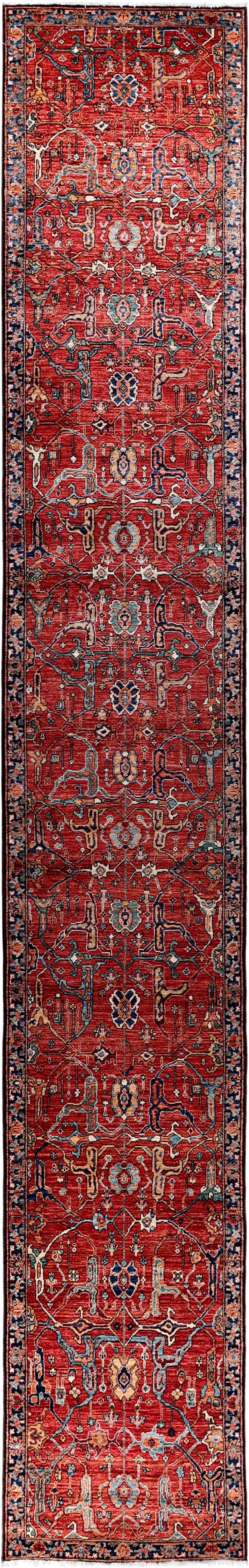 Turkmen weave Afghan, 119th century Heriz design 586x92 cm | Rug# 27411