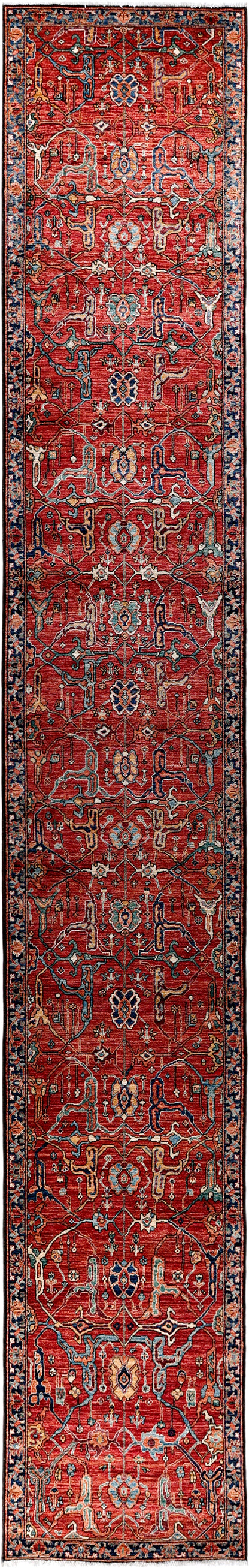Turkmen weave Afghan, 119th century Heriz design 586x92 cm | Rug# 27411