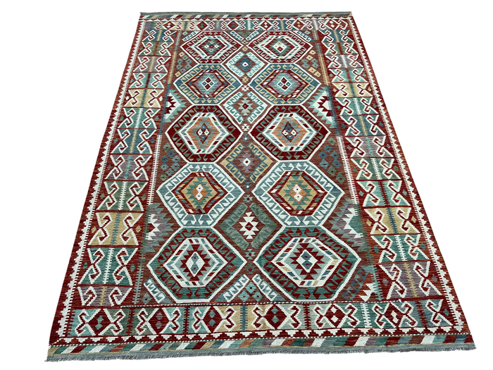 Custom-Made Flatweave kilim, Maimaneh-Afghan 300x203cm | Rug# 27420