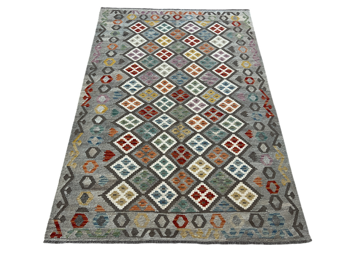 Custom-Made Flatweave kilim, Maimaneh-Afghan 247x168cm | Rug# 27424