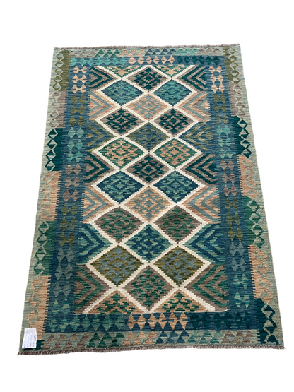Hand woven flat-weave kilim, Maimaneh-Afghans 182x124cm | Rug# 27435