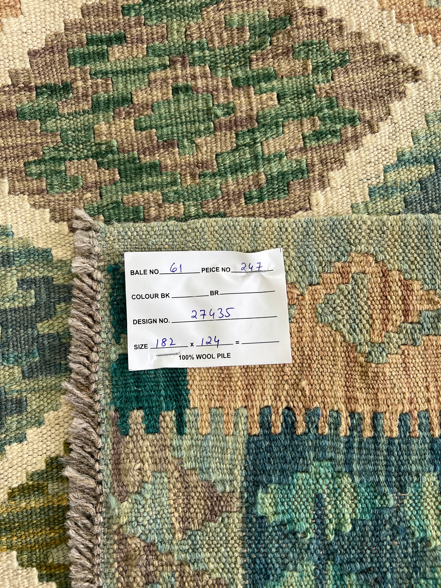 Hand woven flat-weave kilim, Maimaneh-Afghans 182x124cm | Rug# 27435