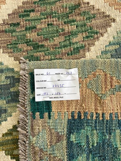 Hand woven flat-weave kilim, Maimaneh-Afghans 182x124cm | Rug# 27435