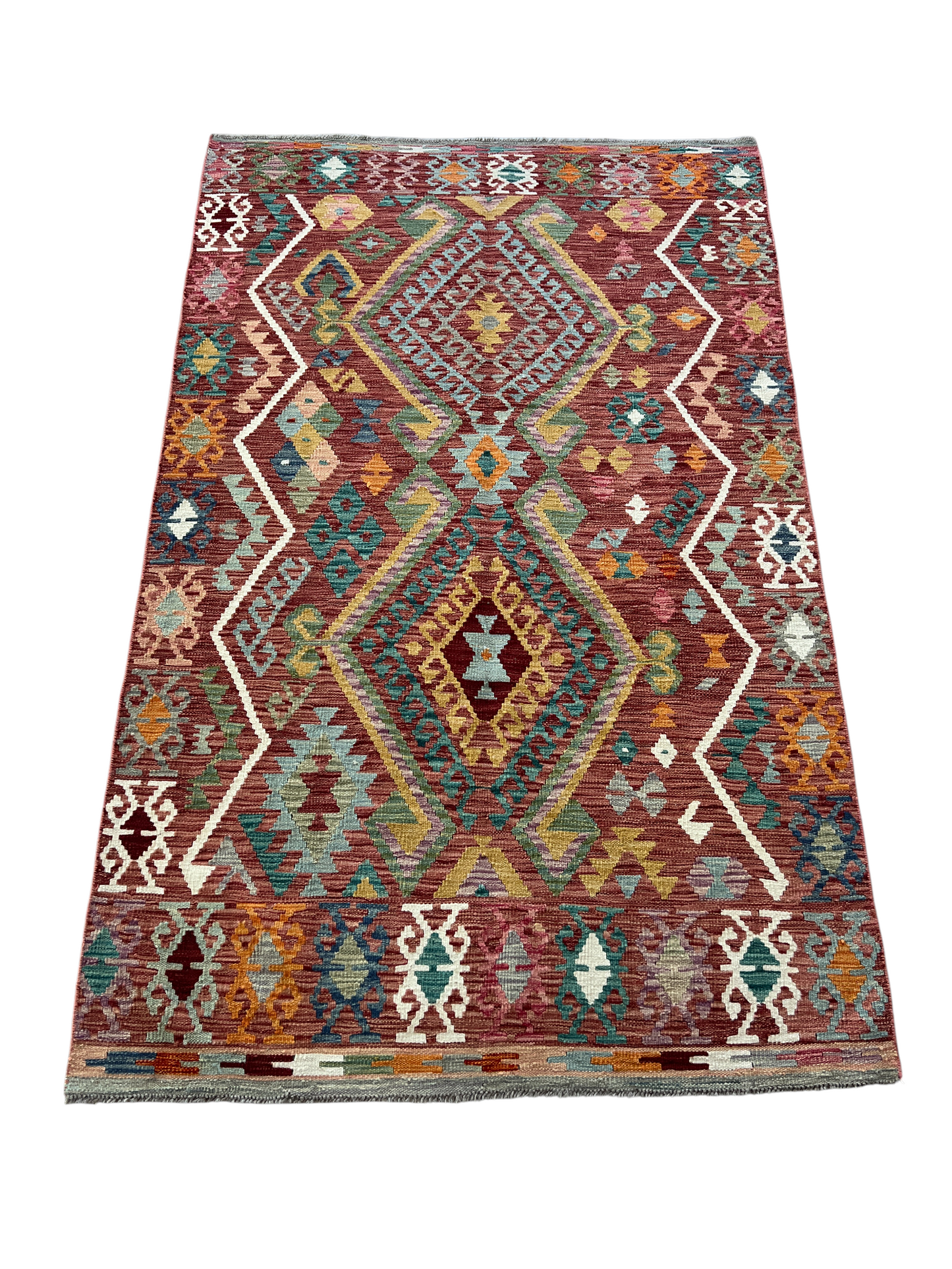 Hand woven flat-weave  kilim, Maimaneh--Afghans 206x130cm| Rug# 27436