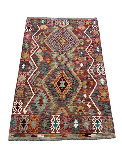 Hand woven flat-weave  kilim, Maimaneh--Afghans 206x130cm| Rug# 27436