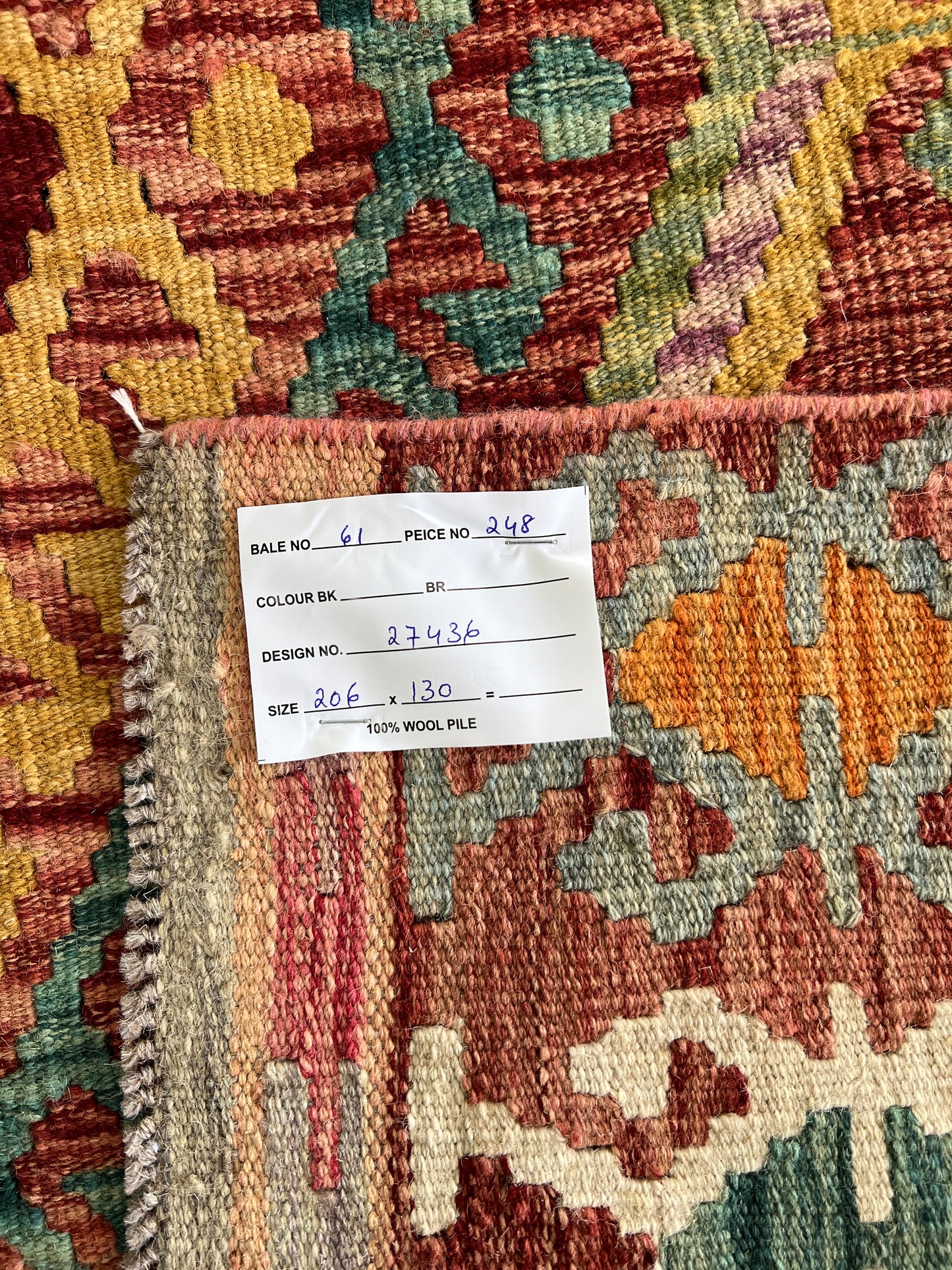 Hand woven flat-weave  kilim, Maimaneh--Afghans 206x130cm| Rug# 27436