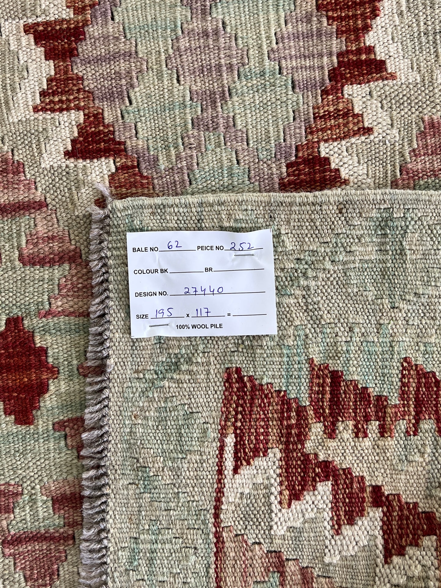 Hand woven flat-weave kilim, Maimaneh-Afghan 195x117 cm| Rug# 27440