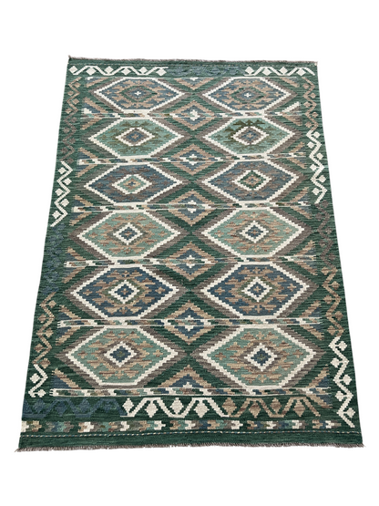 Hand woven flat-weave kilim, Maimaneh-Afghan 189x126 cm | Rug# 27441