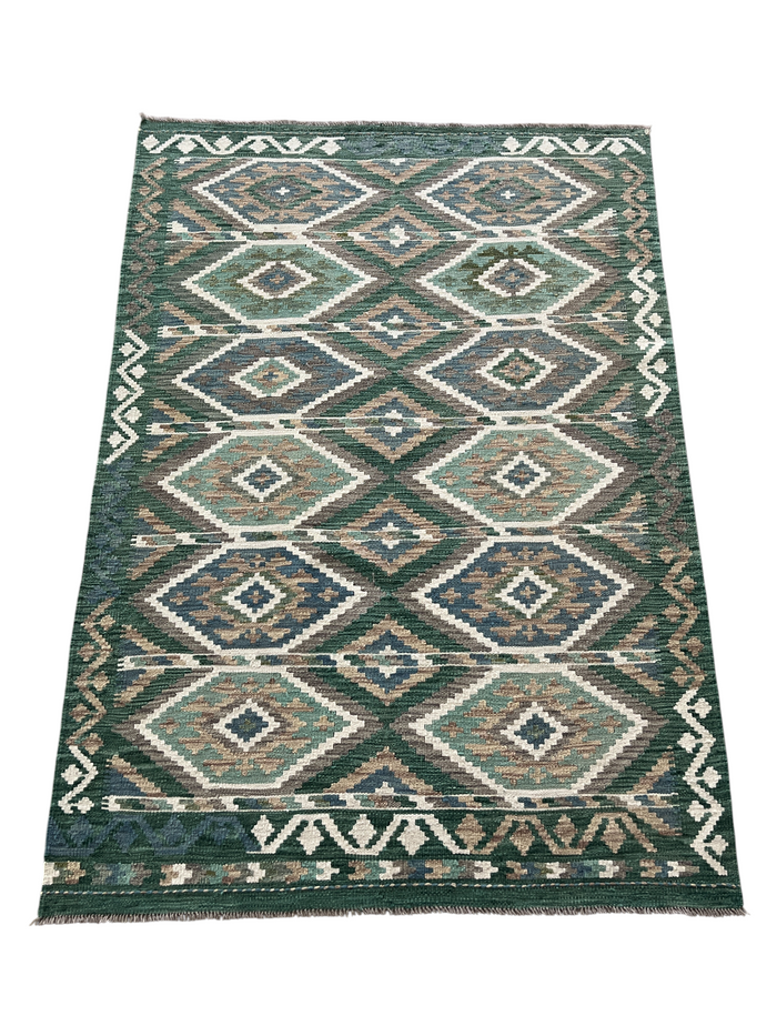 Hand woven flat-weave kilim, Maimaneh-Afghan 189x126 cm | Rug# 27441
