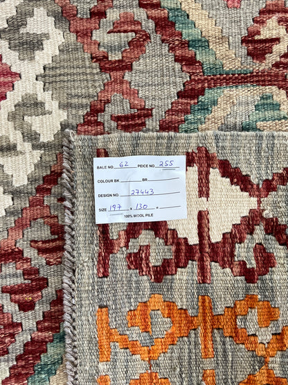 Hand woven flat-weave kilim, Maimaneh-Afghan 197x130cm | Rug# 27443