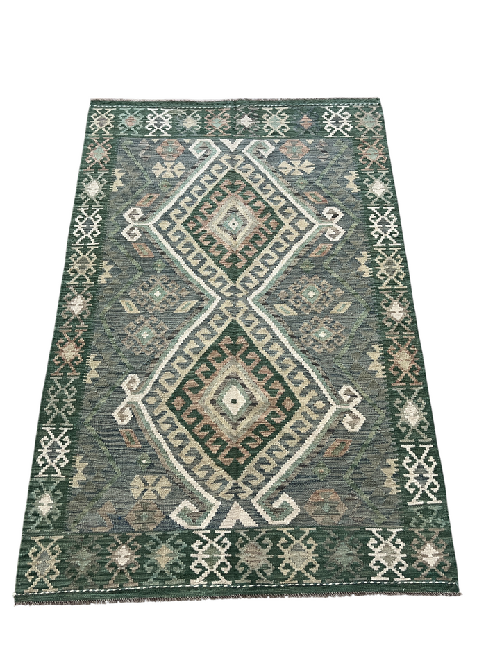 Hand woven flat-weave kilim, Maimaneh-Afghan 203x130 cm | Rug# 27444