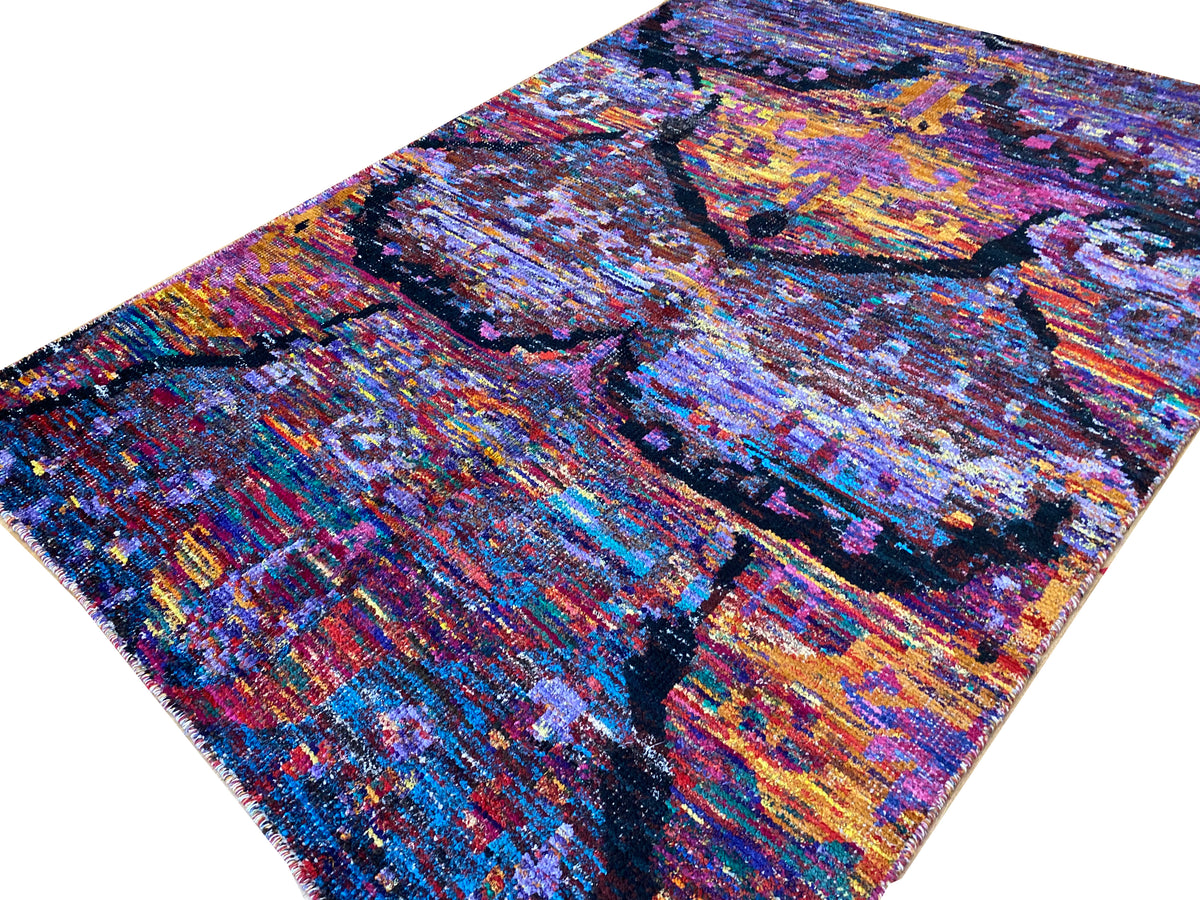 Rare Sari-Silk Abstract Designer Rug 230x160 cm | Rug# 30145