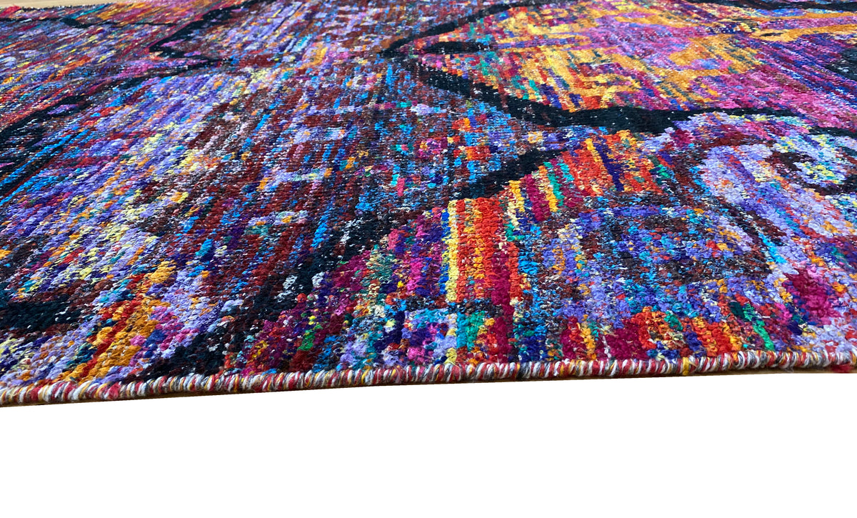Rare Sari-Silk Abstract Designer Rug 230x160 cm | Rug# 30145