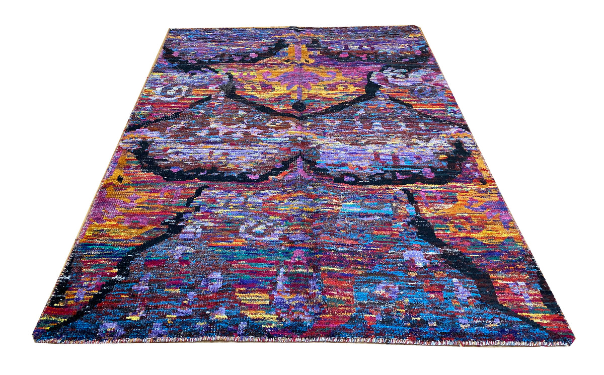 Rare Sari-Silk Abstract Designer Rug 230x160 cm | Rug# 30145