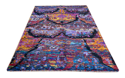 Rare Sari-Silk Abstract Designer Rug 230x160 cm | Rug# 30145