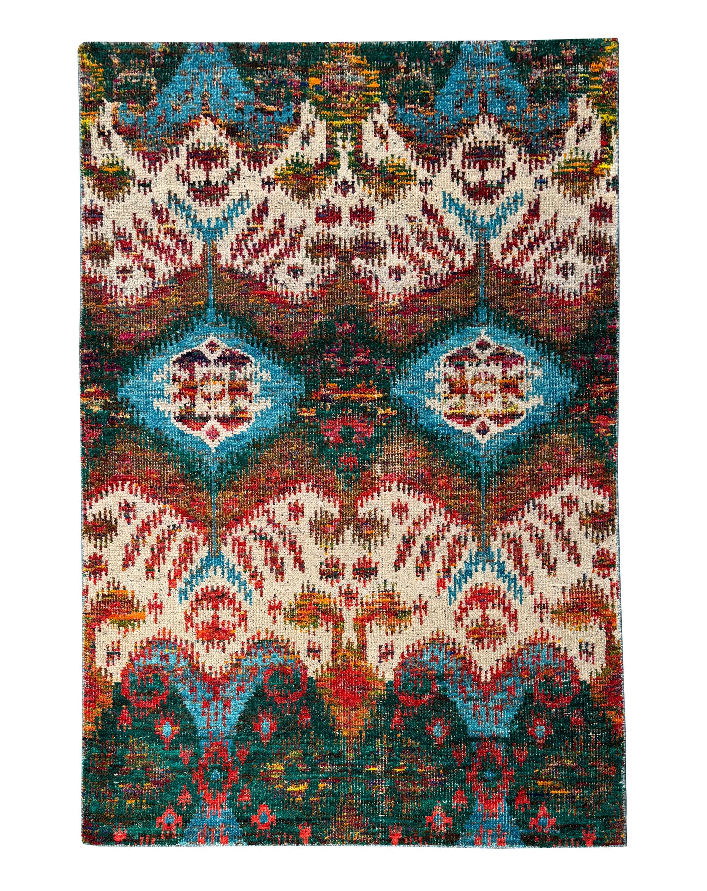 Ikat design Sari silk  230x160 cm | Rug# 30148