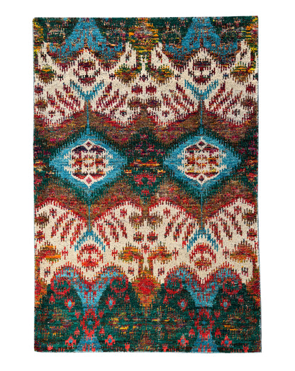 Ikat design Sari silk  230x160 cm | Rug# 30148