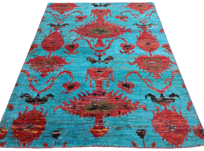 Recycled Sari-Silk Ikat Designer Rug 230x160 cm | Rug# 30149