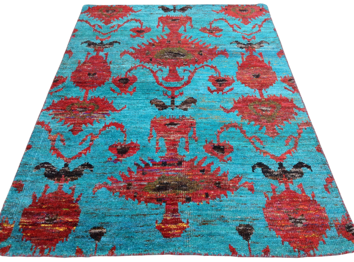 Recycled Sari-Silk Ikat Designer Rug 230x160 cm | Rug# 30149