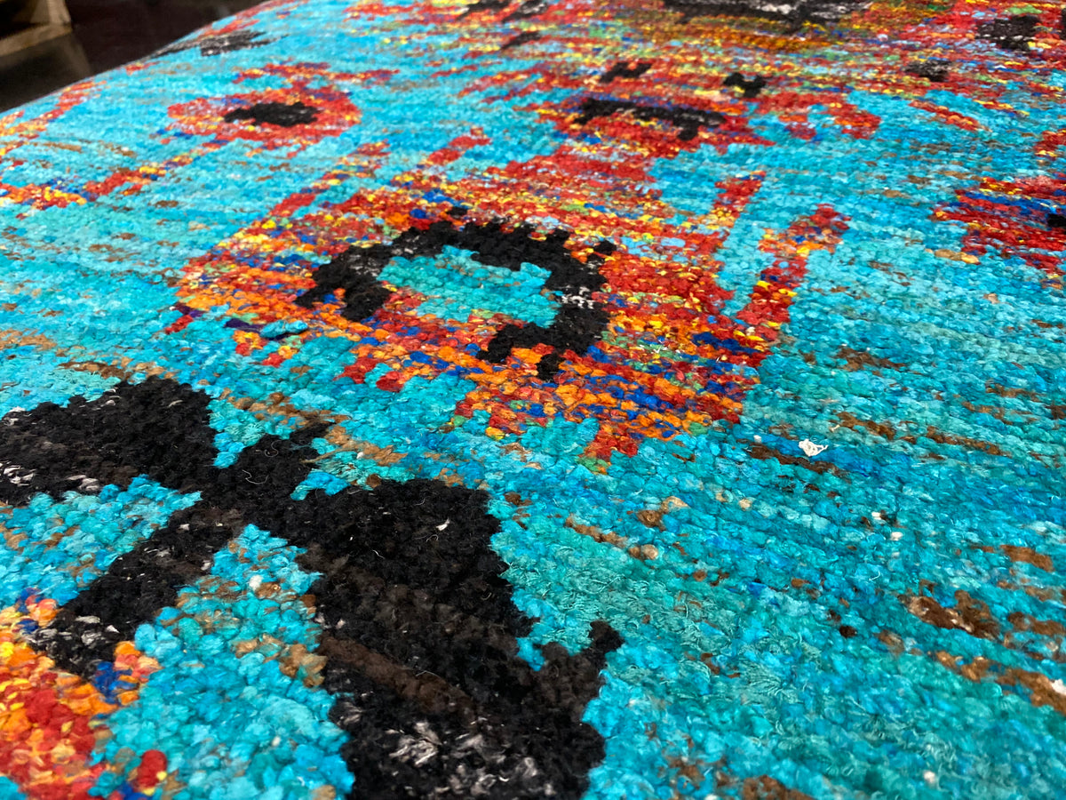 Recycled Sari-Silk Ikat Designer Rug 230x160 cm | Rug# 30149