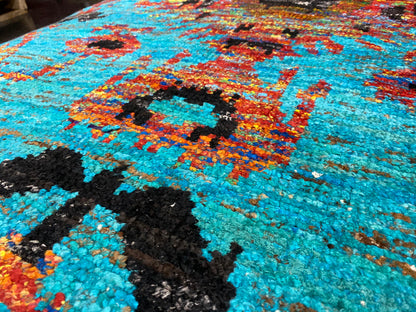 Recycled Sari-Silk Ikat Designer Rug 230x160 cm | Rug# 30149
