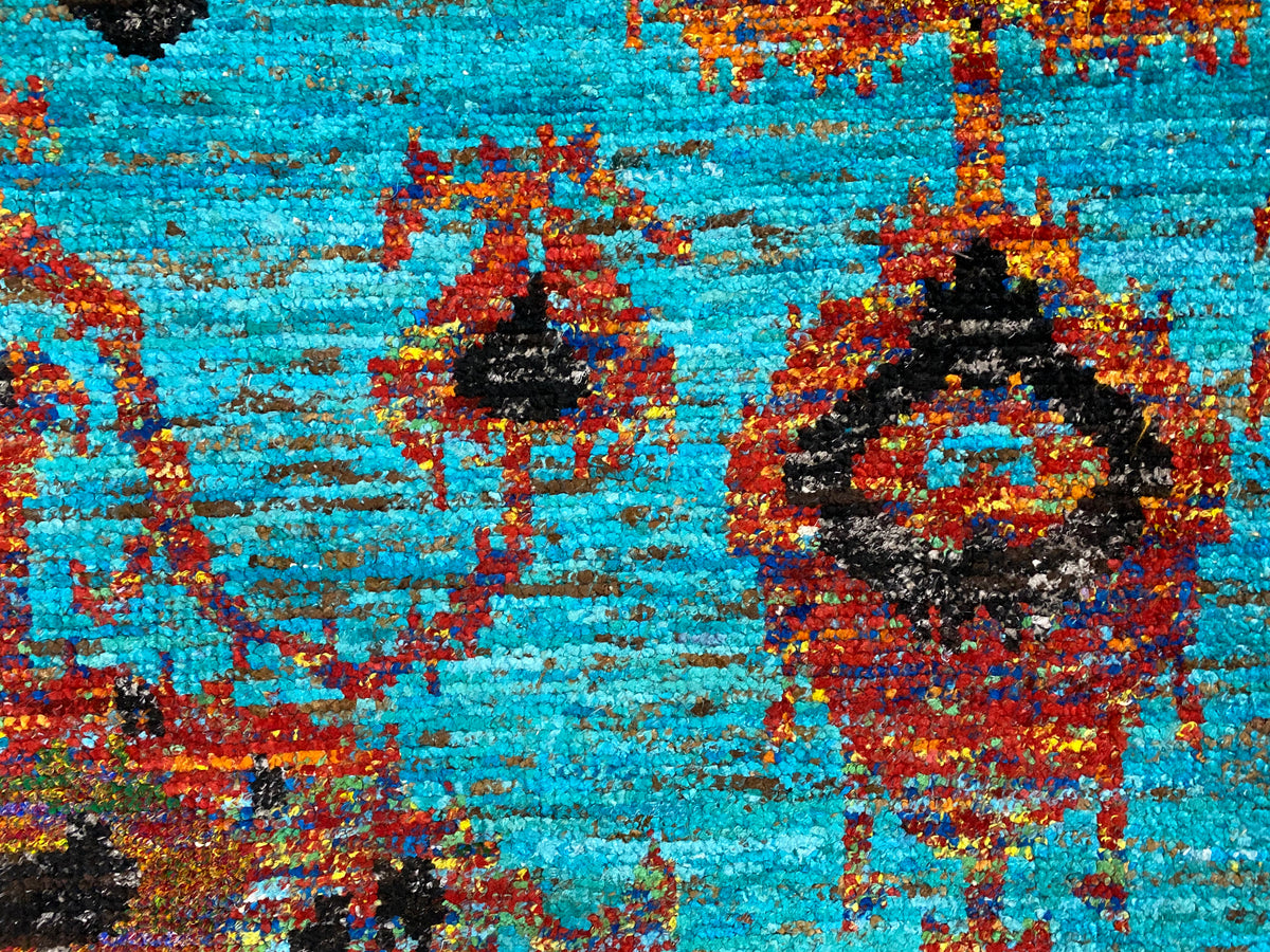 Recycled Sari-Silk Ikat Designer Rug 230x160 cm | Rug# 30149