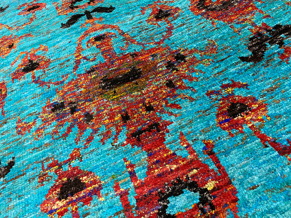 Recycled Sari-Silk Ikat Designer Rug 230x160 cm | Rug# 30149