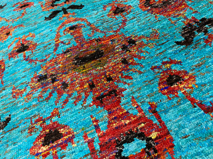 Recycled Sari-Silk Ikat Designer Rug 230x160 cm | Rug# 30149