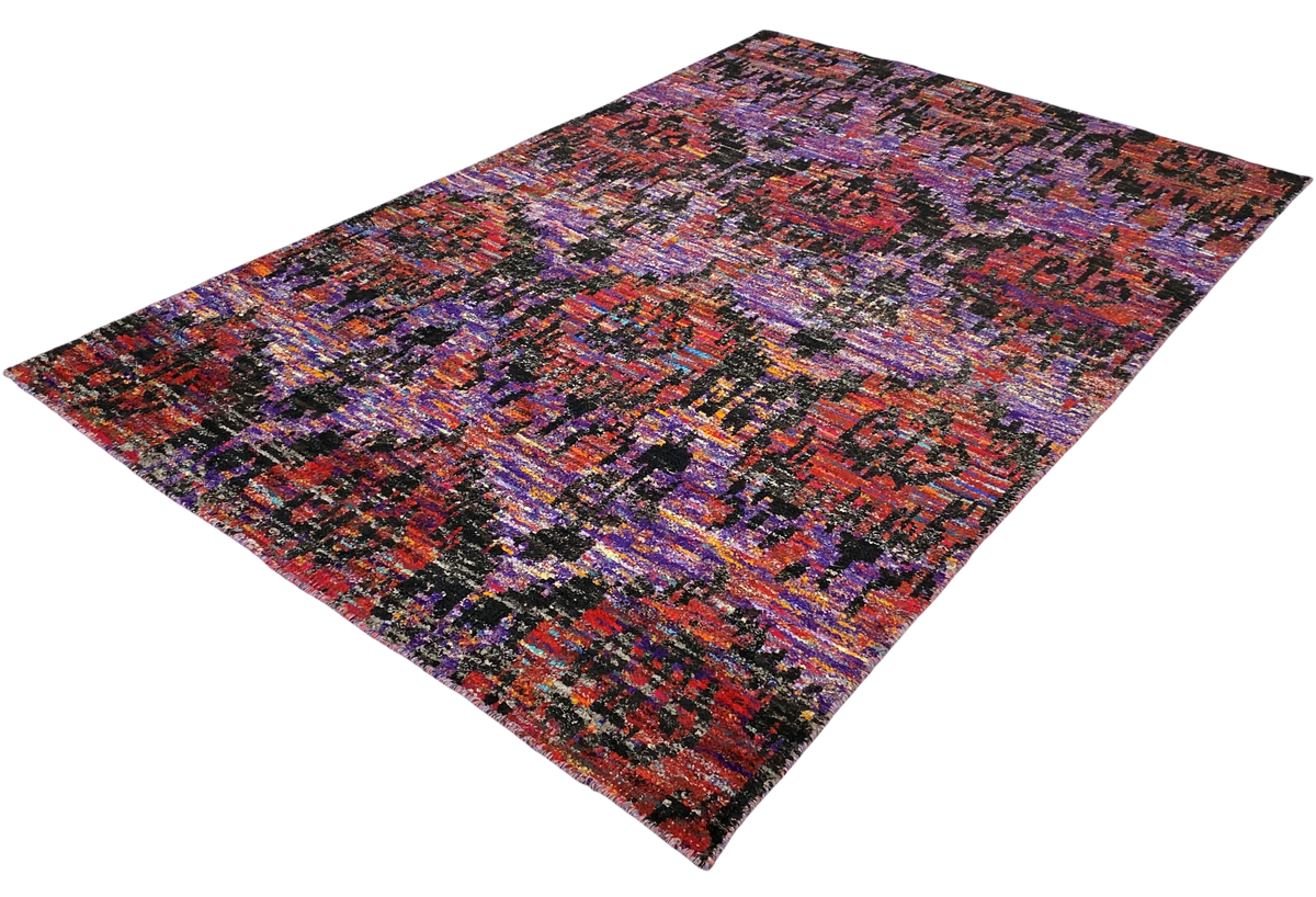 Hand-Knotted Recycled Sari Silk Ikat Rug 230x160 cm | Rug# 30151