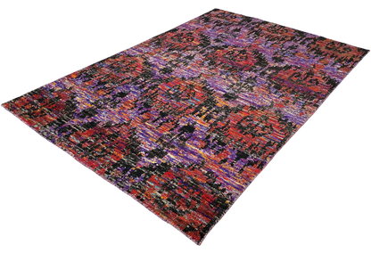 Hand-Knotted Recycled Sari Silk Ikat Rug 230x160 cm | Rug# 30151