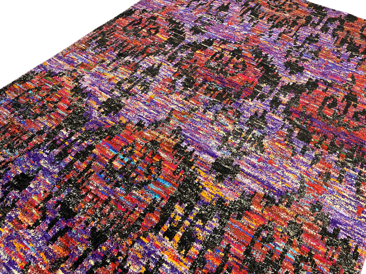 Hand-Knotted Recycled Sari Silk Ikat Rug 230x160 cm | Rug# 30151