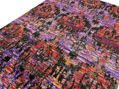 Hand-Knotted Recycled Sari Silk Ikat Rug 230x160 cm | Rug# 30151